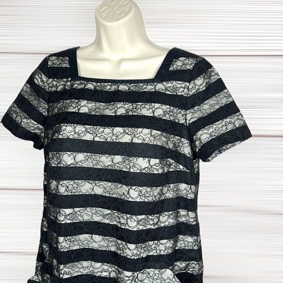 Marc by Marc Jacobs Lucienne Mini Dress Black & White Striped Laces - Picture 5 of 14